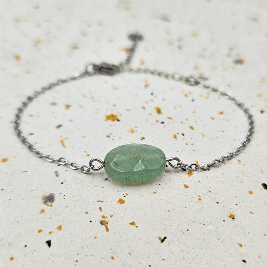 Armband gemaakt van stainless steel met ovalen aventurijn