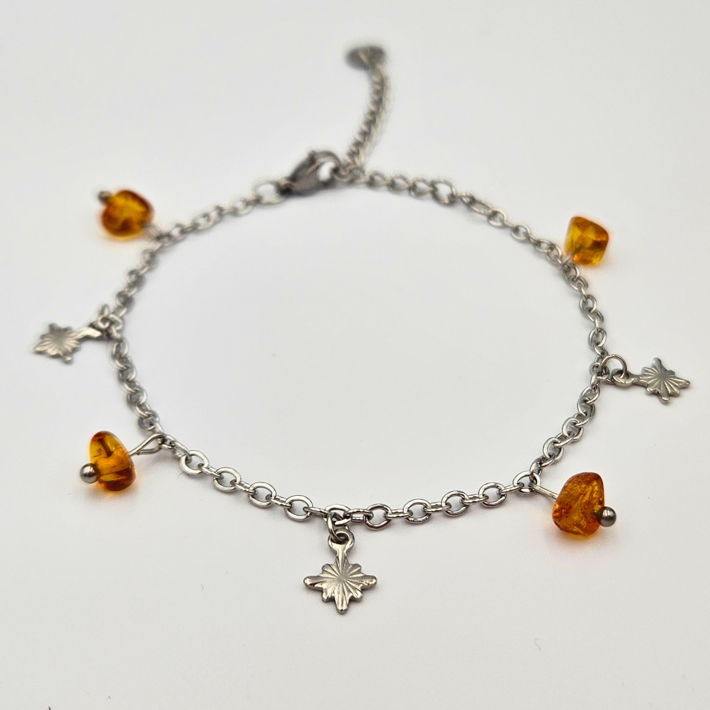 Armband barnsteen zilver