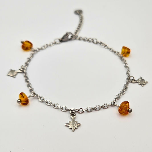 Armband barnsteen zilver