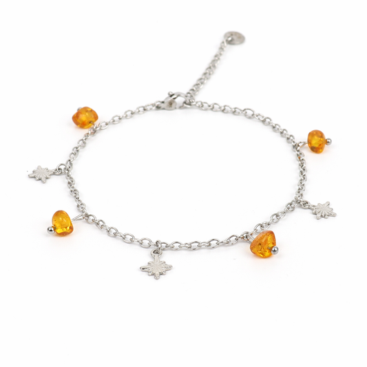 Armband barnsteen zilver