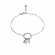 Armband gemaakt van stainless steel met facetgeslepen rookkwarts, opaliet en labradoriet