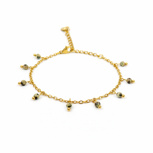 Dalmatian Jasper Bracelet Gold