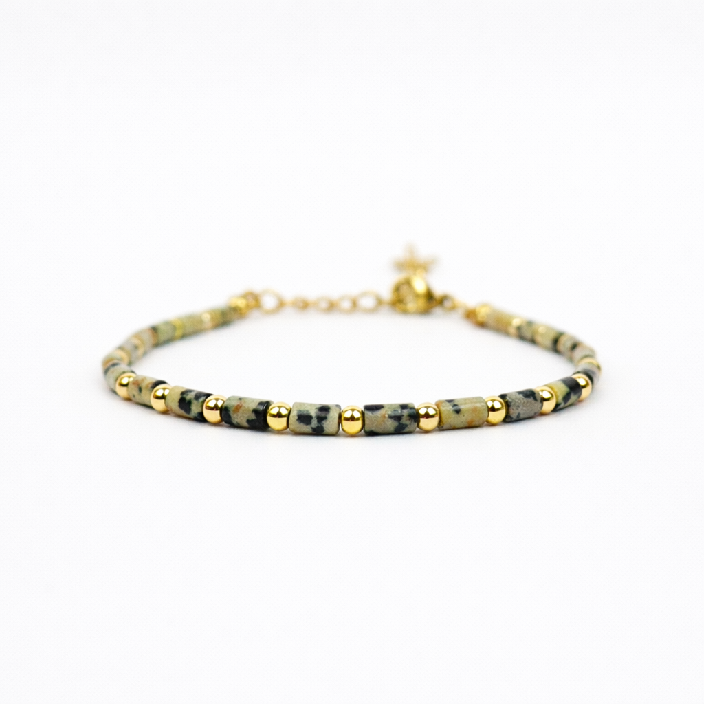 Armband dalmatiër jaspis goud