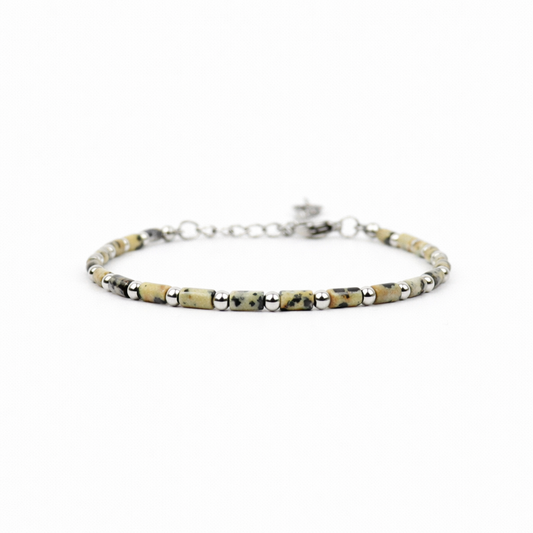 Armband dalmatiër jaspis zilver
