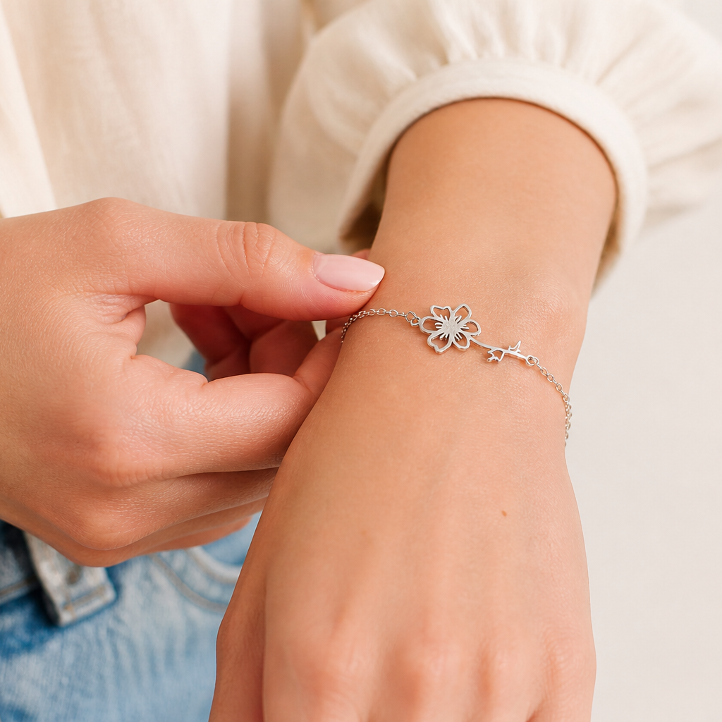 Geboortebloem armband zilver