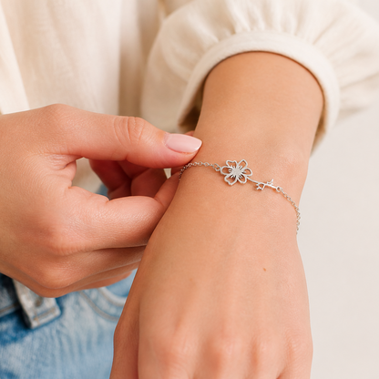 Geboortebloem armband zilver