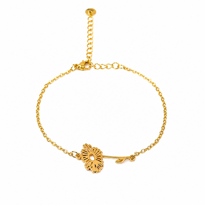 Geboortebloem armband goud