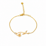 Armband van goldplated stainless steel met geboortebloem van januari: het sneeuwklokje