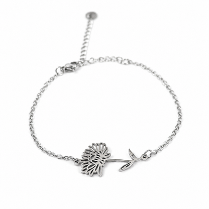 Geboortebloem armband zilver