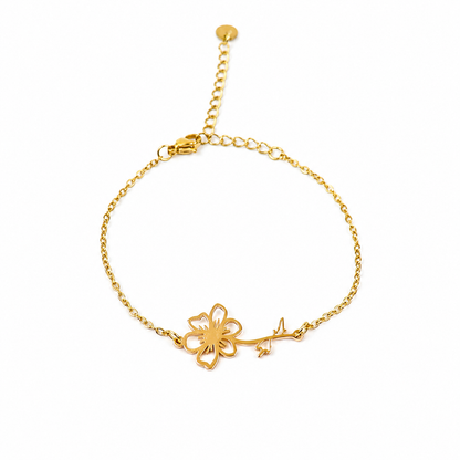 Geboortebloem armband goud