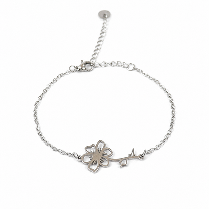 Geboortebloem armband zilver
