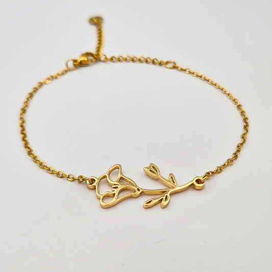 Armband van goldplated stainless steel met geboortebloem van september: de dagbloem