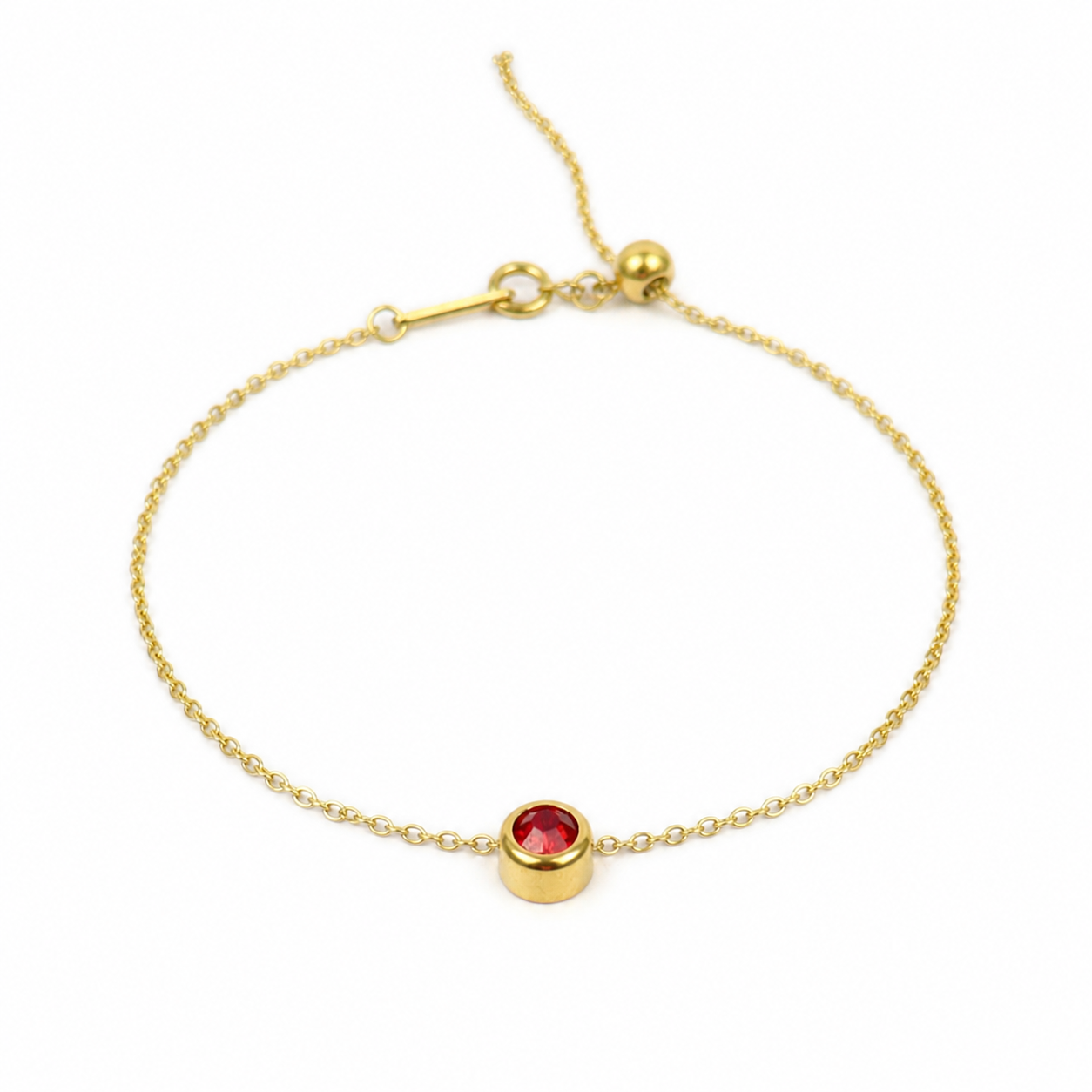Armband van goldplated stainless steel met geboortesteen van januari: granaat