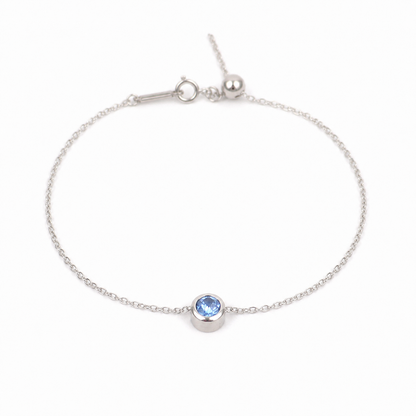 Armband gemaakt van stainless steel met geboortesteen van maart: aquamarijn