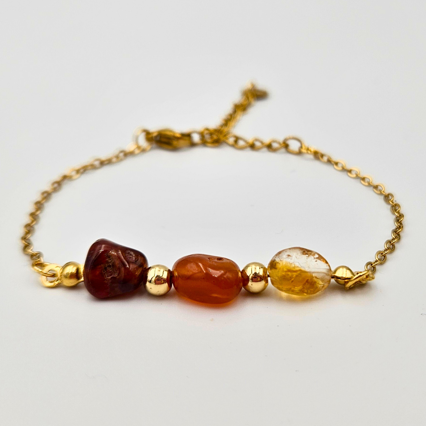Armband granaat, carneool en citrien goud