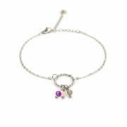 Armband gemaakt van stainless steel met facetgeslepen amethist, rozenkwarts en labradoriet
