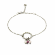 Armband gemaakt van stainless steel met facetgeslepen maansteen, granaat en rozenkwarts