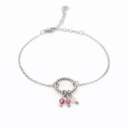 Armband gemaakt van stainless steel met facetgeslepen toermalijn, aardbeienkwarts en rozenkwarts