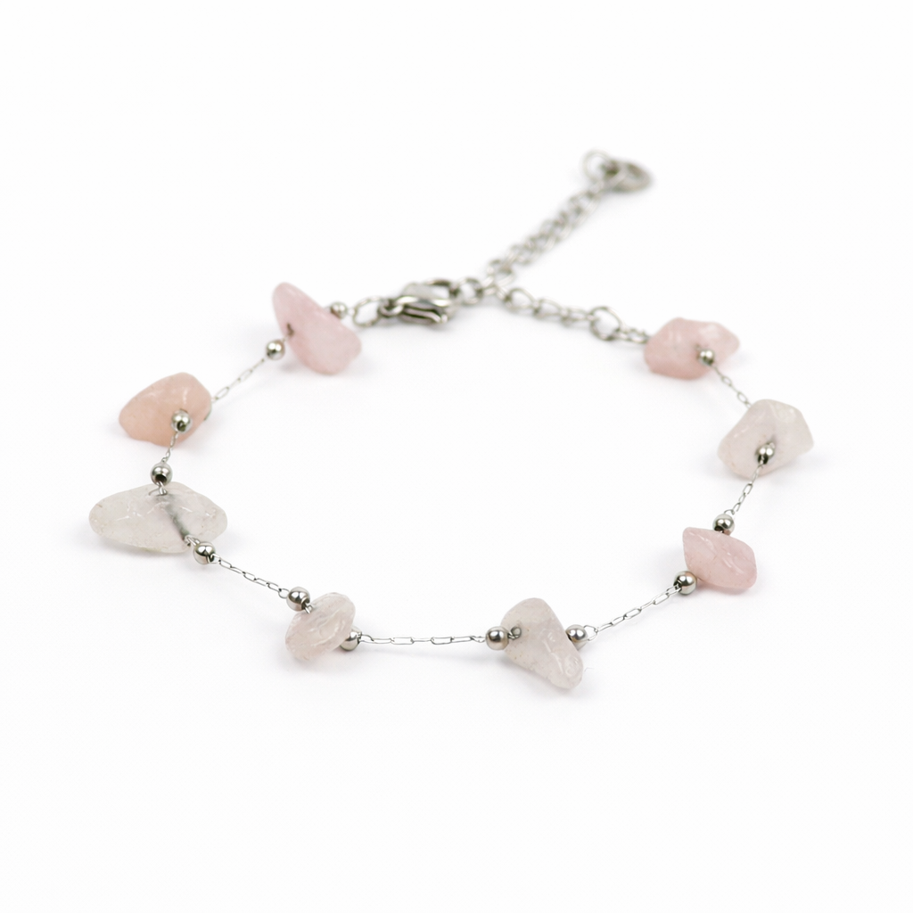 Armband rozenkwarts zilver