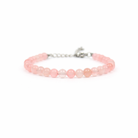 Armband rozenkwarts zilver