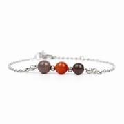 Armband van stainless steel met de 3 edelstenen die passen bij het sterrenbeeld ram: carneool, granaat en agaat