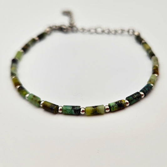 Armband gemaakt van stainless steel en afrikaanse turkoois