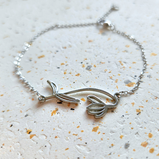 Armband gemaakt van stainless steel met geboortebloem van januari: het sneeuwklokje