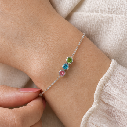 Geboortesteen armband zilver