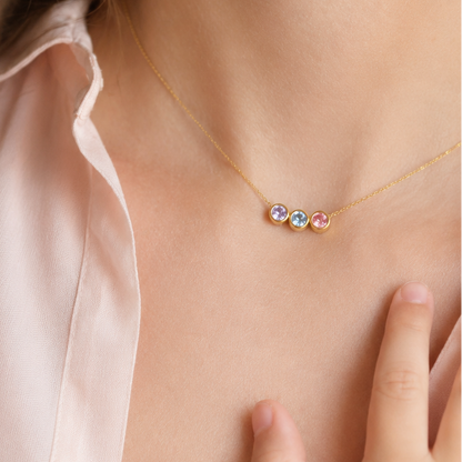 Geboortesteen ketting goud