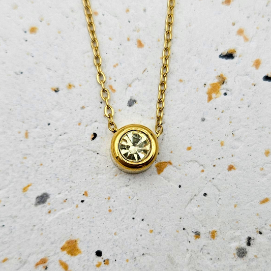 Ketting van goldplated stainless steel met geboortesteen van november: citrien
