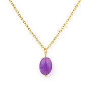 Ketting van goldplated stainless steel met amethist hanger