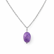 Ketting gemaakt van stainless steel met amethist hanger