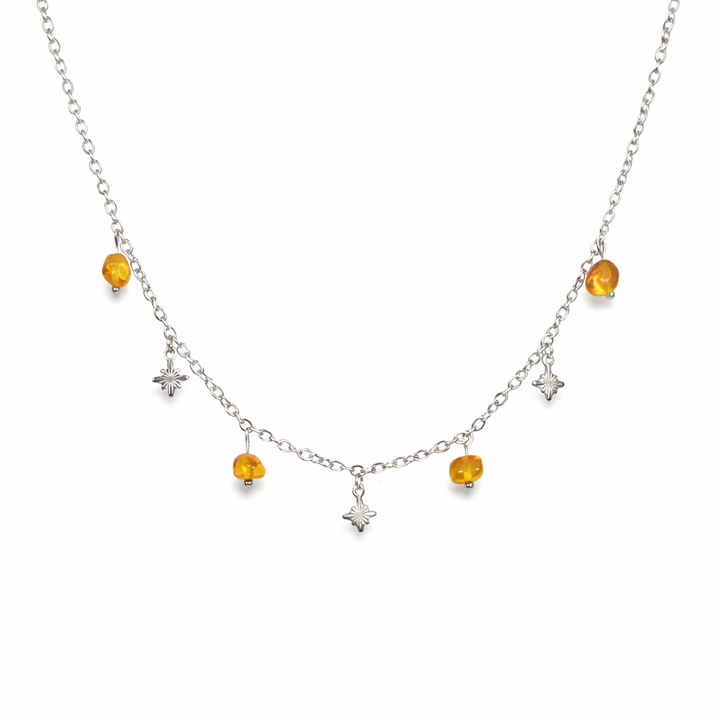 Necklace amber silver