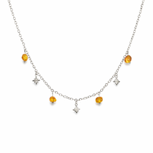 Necklace amber silver