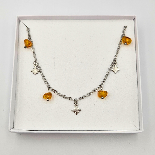 Ketting barnsteen zilver