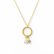 Ketting van goldplated stainless steel met rookkwarts, labradoriet en opaliet