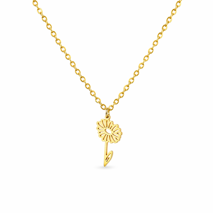 Geboortebloem ketting goud