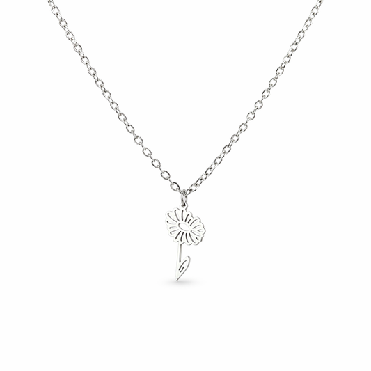 Birth flower necklace April silver