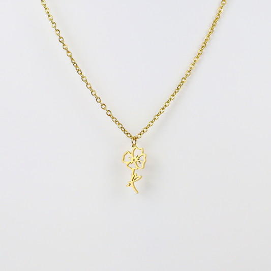 Necklace birth flower august gold