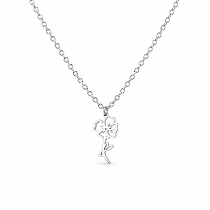 Geboortebloem ketting zilver