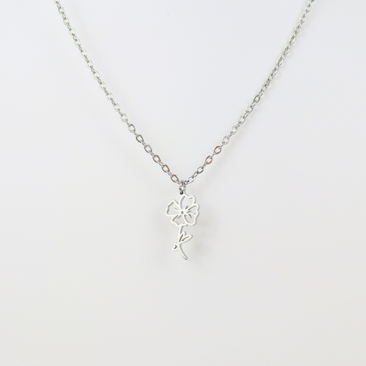 Birth flower necklace August silver