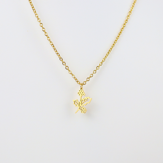 Necklace birth flower December gold