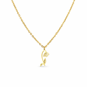 Ketting van goldplated stainless steel met geboortebloem van januari: het sneeuwklokje