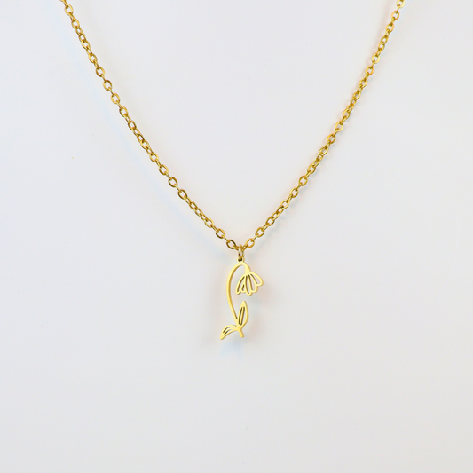 Necklace birth flower january gold