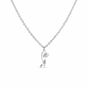 Ketting gemaakt van stainless steel met geboortebloem van januari: het sneeuwklokje