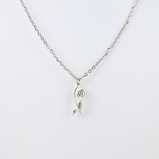Necklace birth flower january silver