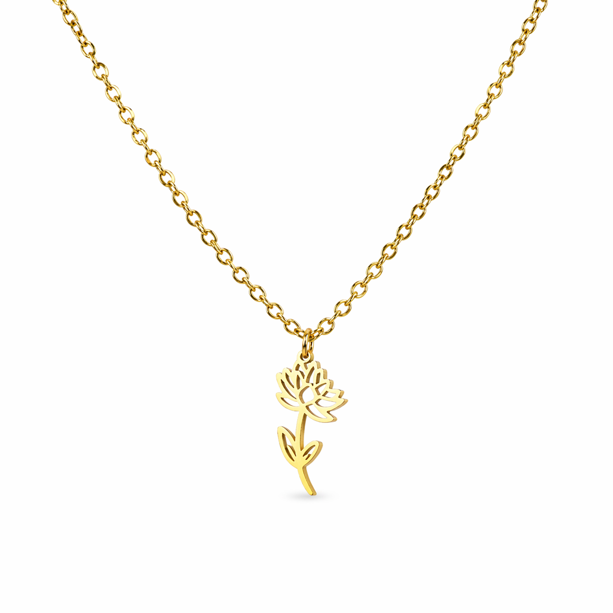 Birth flower necklace July gold