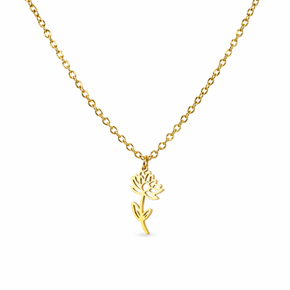Geboortebloem ketting goud