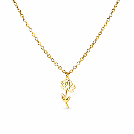 Birth flower necklace July gold