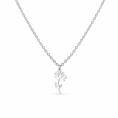 Geboortebloem ketting zilver